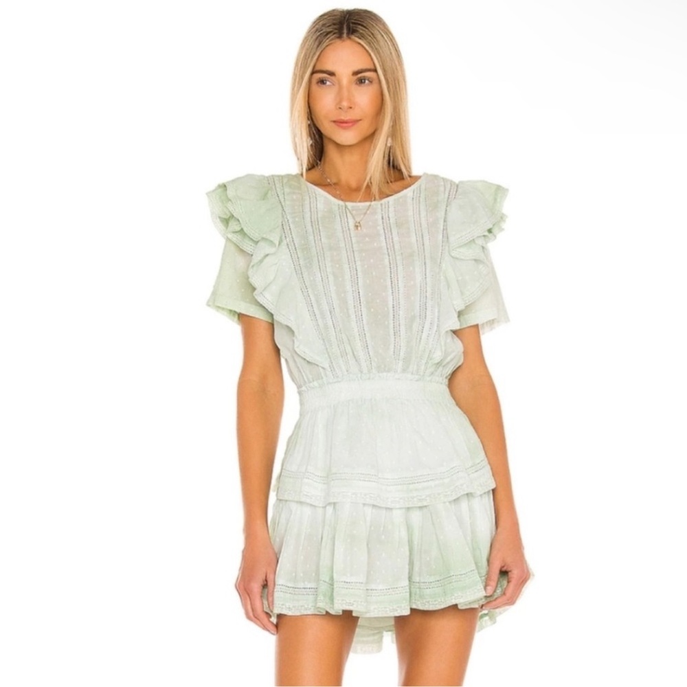 LoveShackFancy Light Green Mini Dress